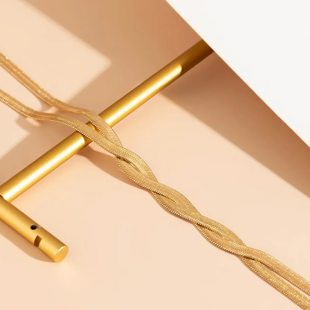 Gold Plated Serpent Twist Lariat