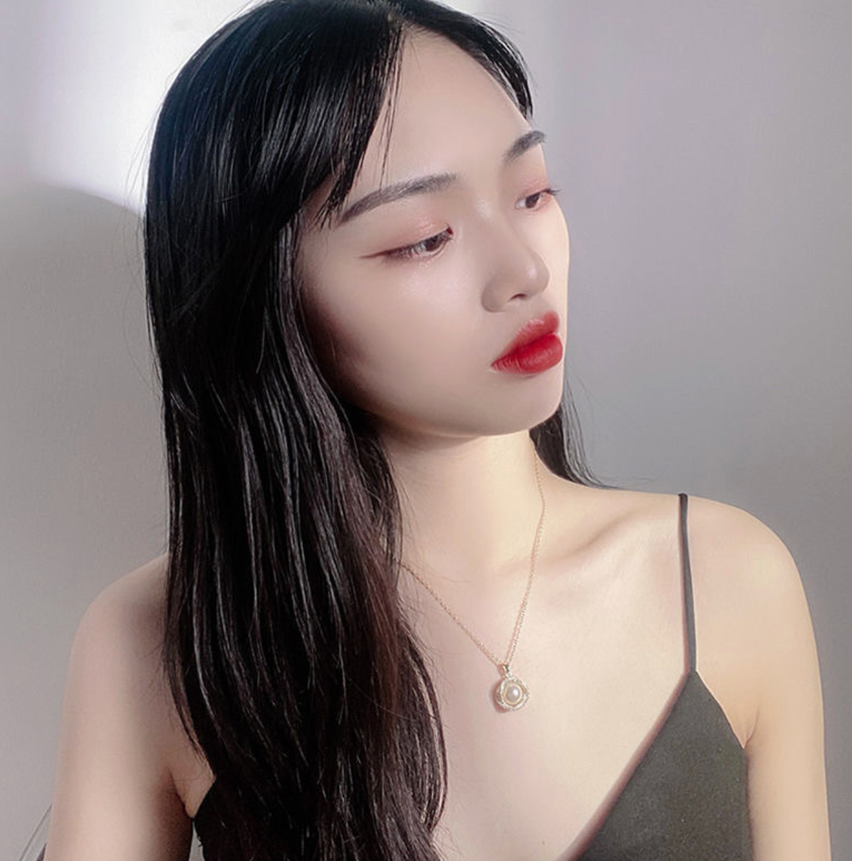 Pave Orbit Pearl Necklace