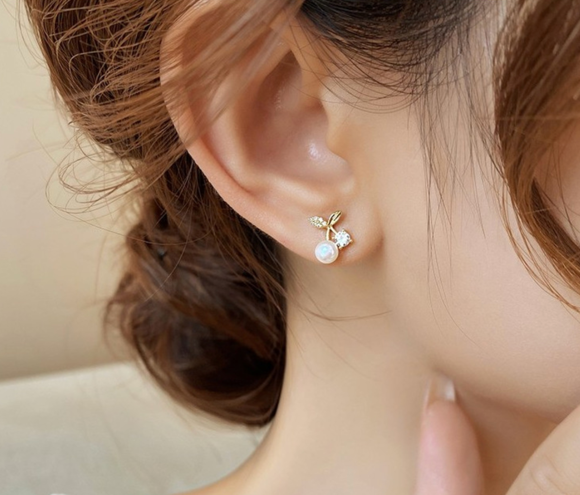 Cherry Pearl Studs