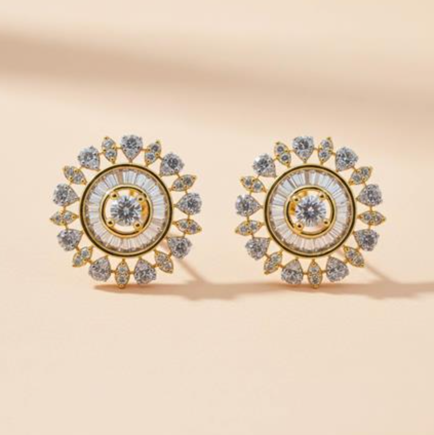 Petal Halo Disc Stud Earrings