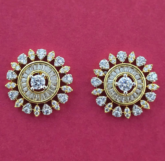 Petal Halo Disc Stud Earrings