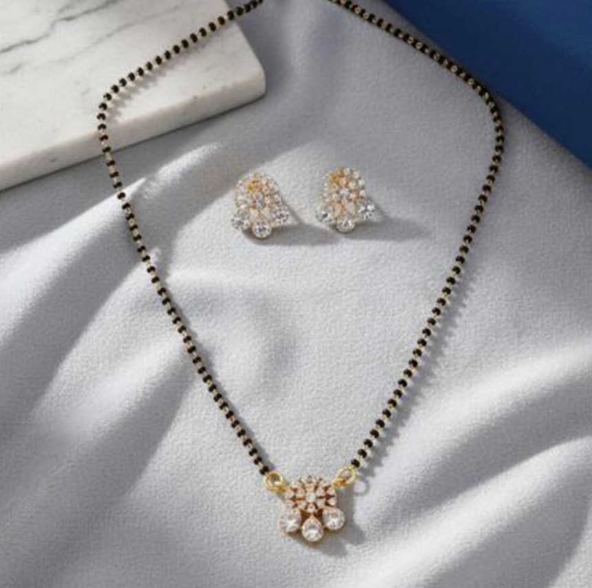 Triple Drop Floral Mangalsutra Set