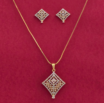 Layered Square Frame Pendant Set