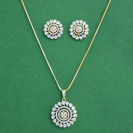 Round Bloom Crystal Pendant Set