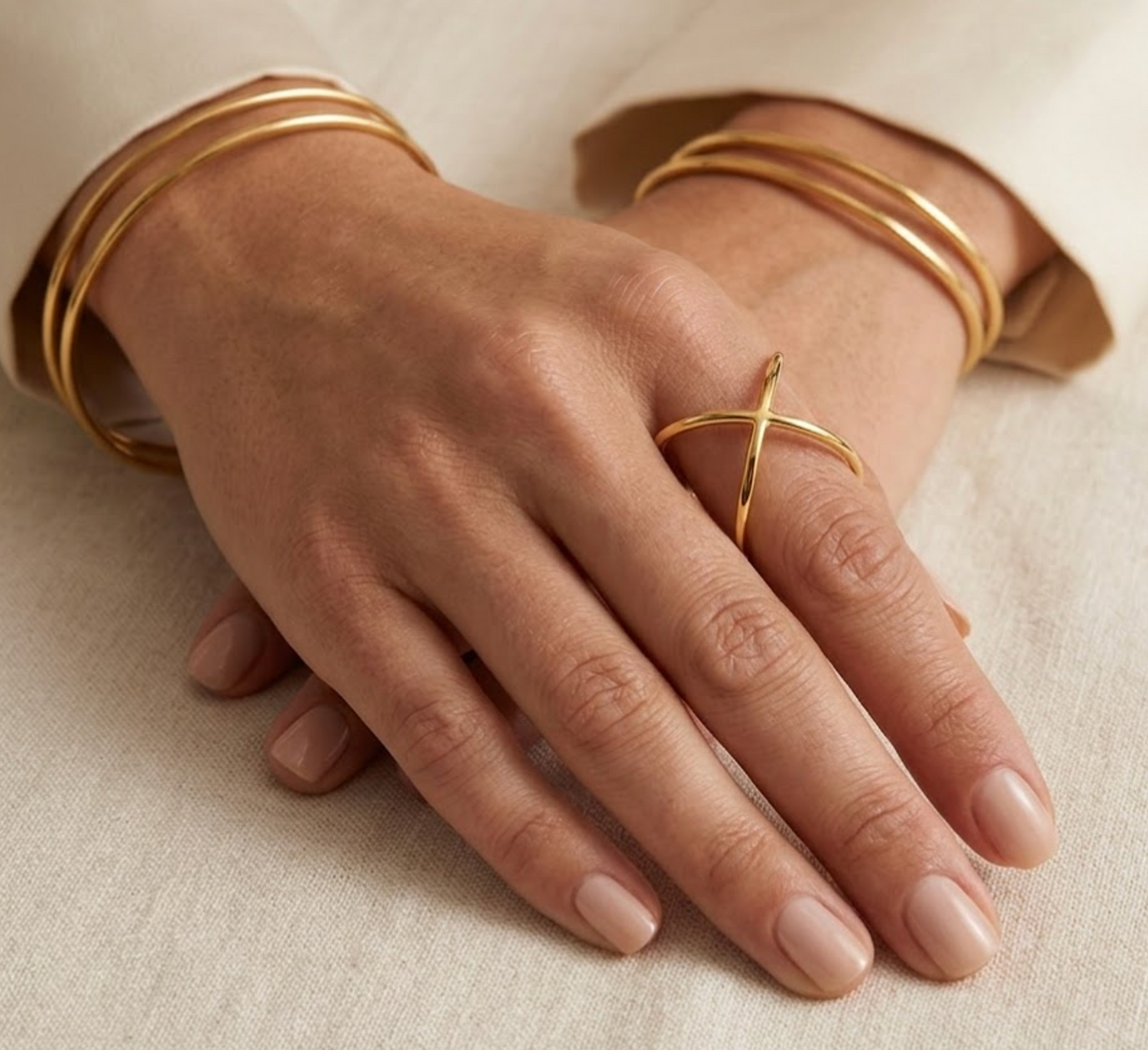 Gold Plated cross open ring