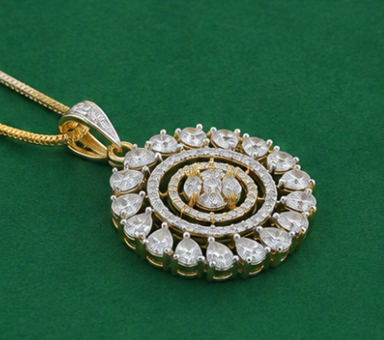 Round Bloom Crystal Pendant Set