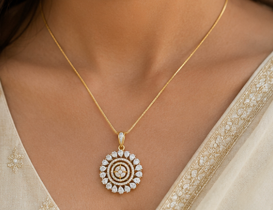 Round Bloom Crystal Pendant Set
