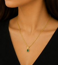 Emerald Cut Green Gemstone Pendant Necklace