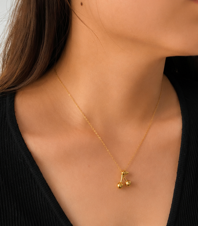 Gold Plated Cherry Necklace