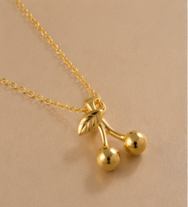 Gold Plated Cherry Necklace