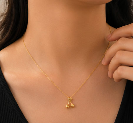 Gold Plated Cherry Necklace