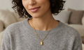 Gold plated bar double chain necklace