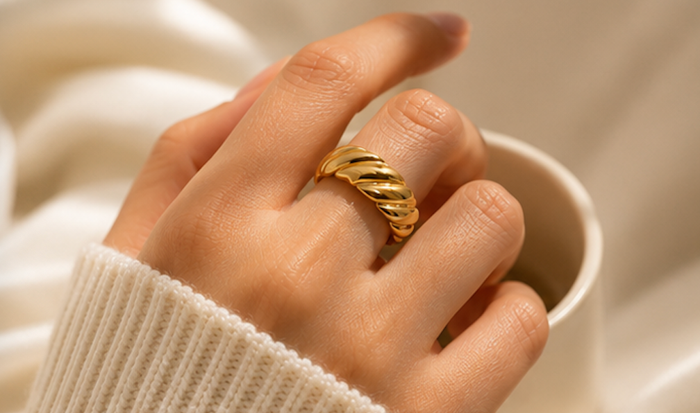 Gold Plated simple lines open ring