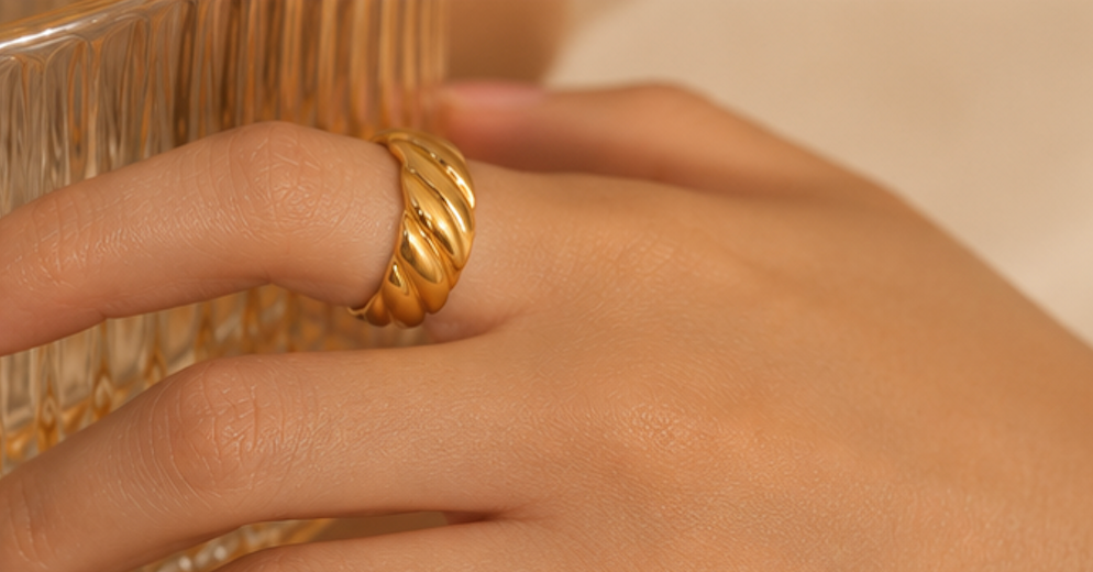 Gold Plated simple lines open ring