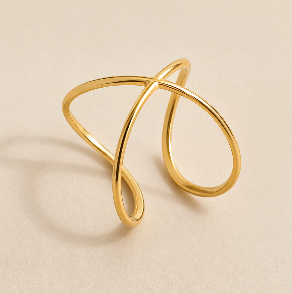 Gold Plated cross open ring