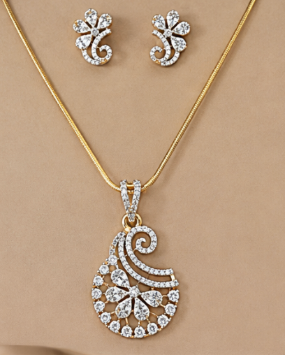 Curved Petal Drop Necklace Set