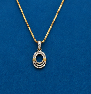Layered Oval Ring Pendant Set