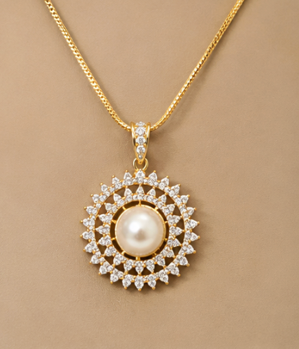 Pearl Sunburst Pendant Set