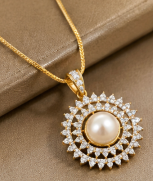 Pearl Sunburst Pendant Set