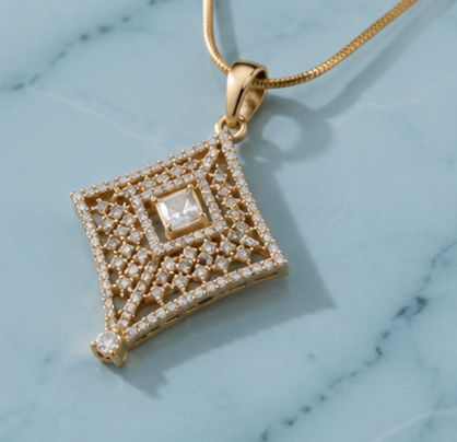 Layered Square Frame Pendant Set