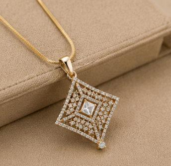 Layered Square Frame Pendant Set