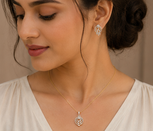 Layered Spiral Stone Necklace Set