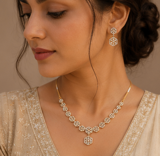 Hexagon Link Necklace Set