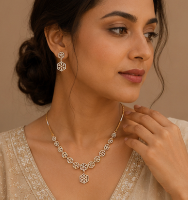 Hexagon Link Necklace Set