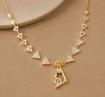 Geometric Arrow Triangle Necklace Set