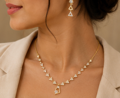 Geometric Arrow Triangle Necklace Set