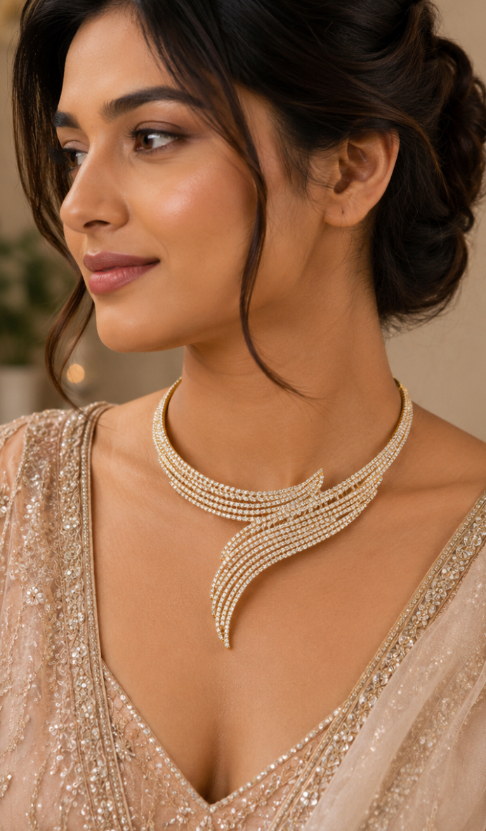 Flowing Arc Diamond Choker
