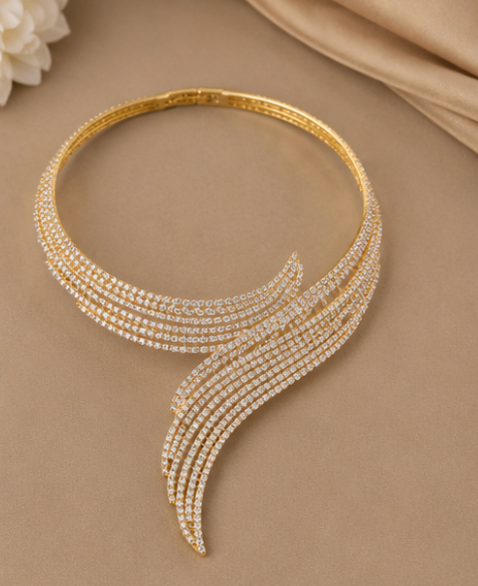 Flowing Arc Diamond Choker