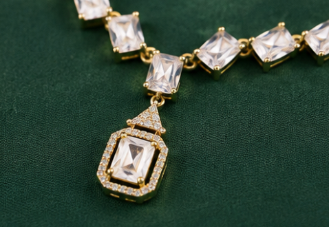 Geometric Step Cut Necklace Set