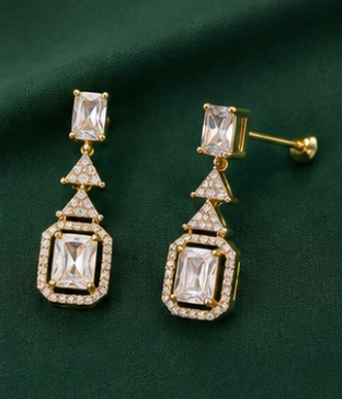 Geometric Step Cut Necklace Set