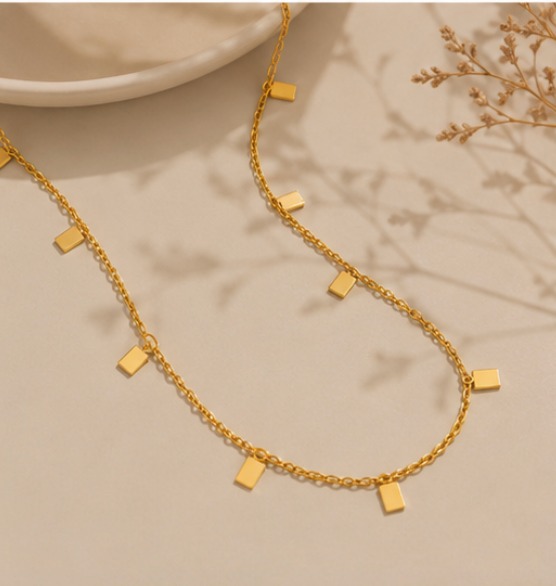 Gold Plated Geometric Charms Necklace