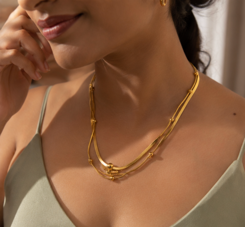 Glide Luxe Double Layer Beaded Necklace