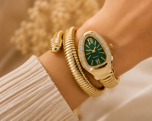 Serpentine Crystal Coil Watch
