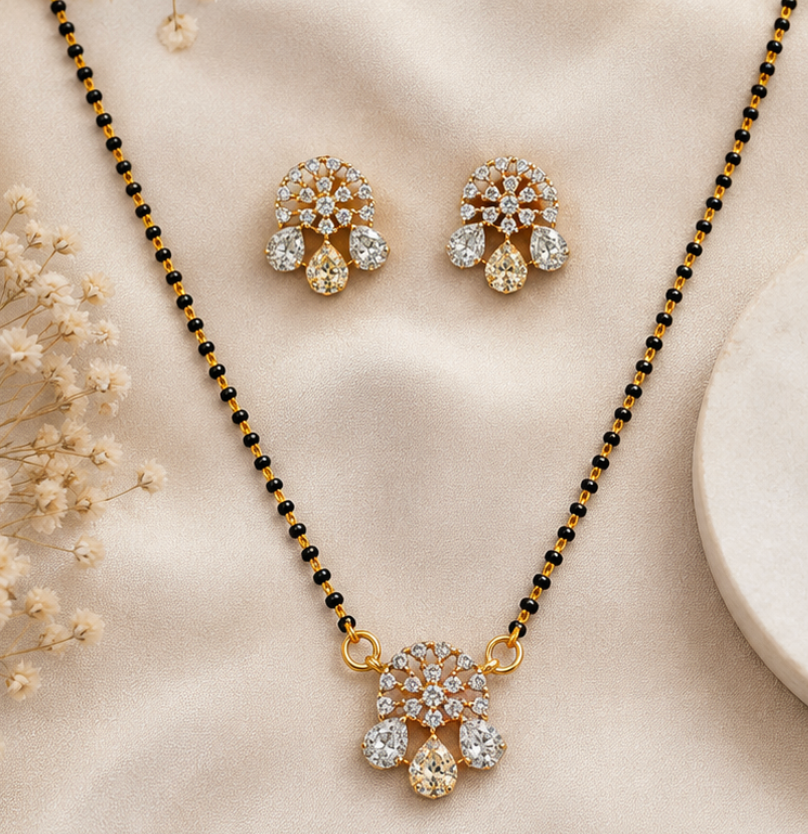 Triple Drop Floral Mangalsutra Set