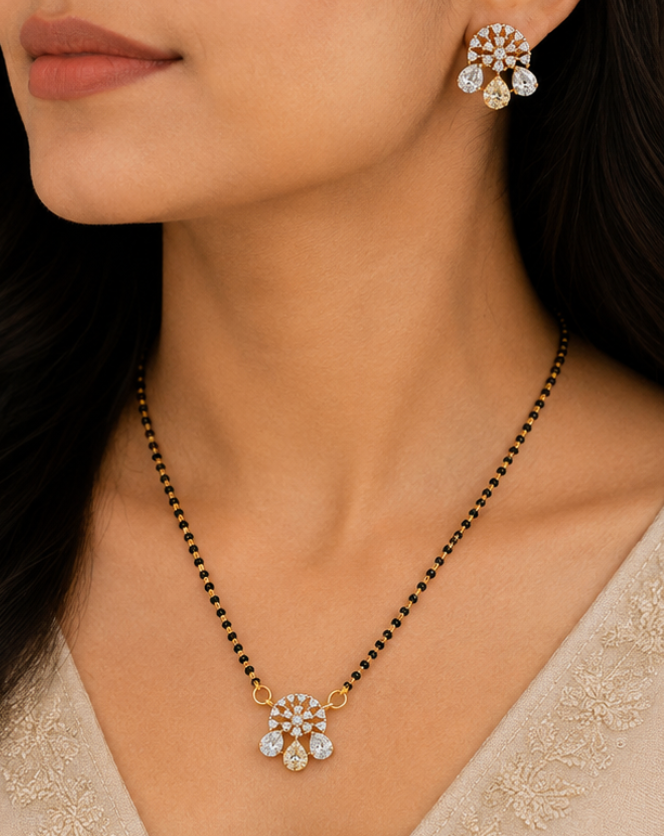 Triple Drop Floral Mangalsutra Set