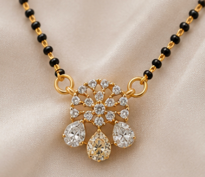 Triple Drop Floral Mangalsutra Set