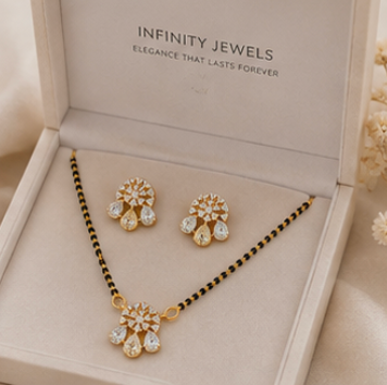 Triple Drop Floral Mangalsutra Set