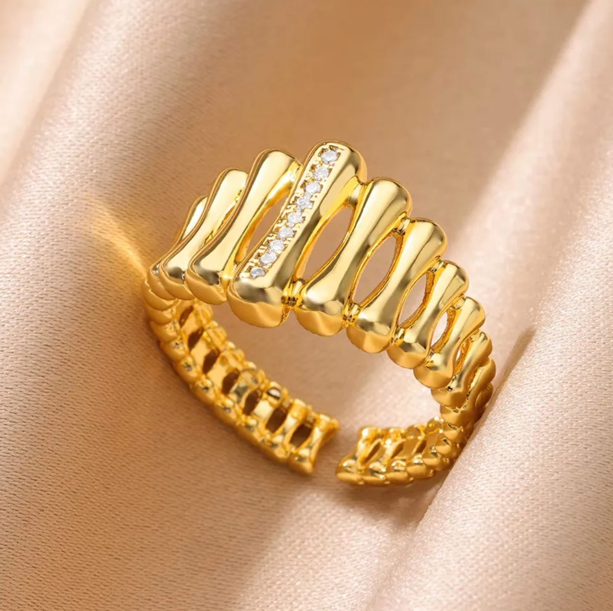 Sculpted Bar Crystal Ring