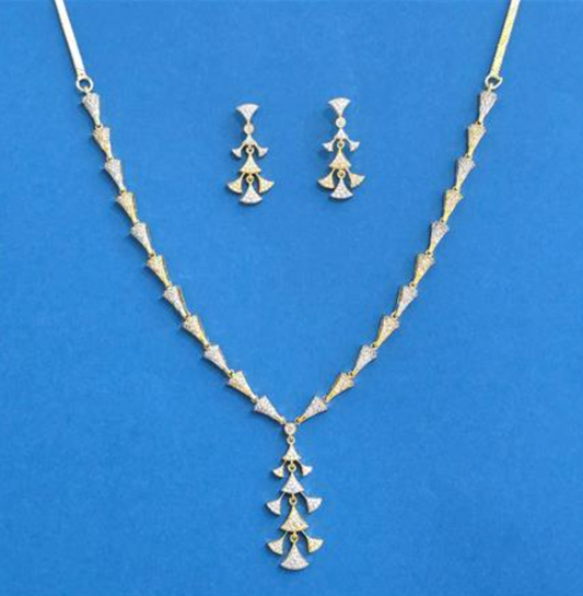 Two-Tone Triangle Drop Necklace Set