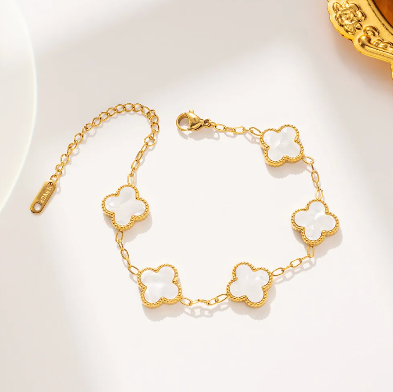 White Clover Four Leaf Bracelet