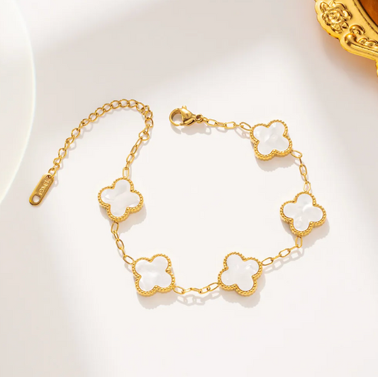 White Clover Four Leaf Bracelet